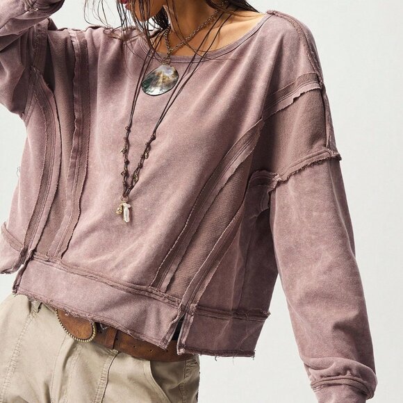 Mocha Brown Boho Women's Casual Knit Hooded Sweatshirt - Picture 1 of 9